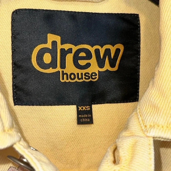 DREW Drew House Designer Floral Denim Yellow Logo Trucker Button Jacket XXS - Picture 7 of 10